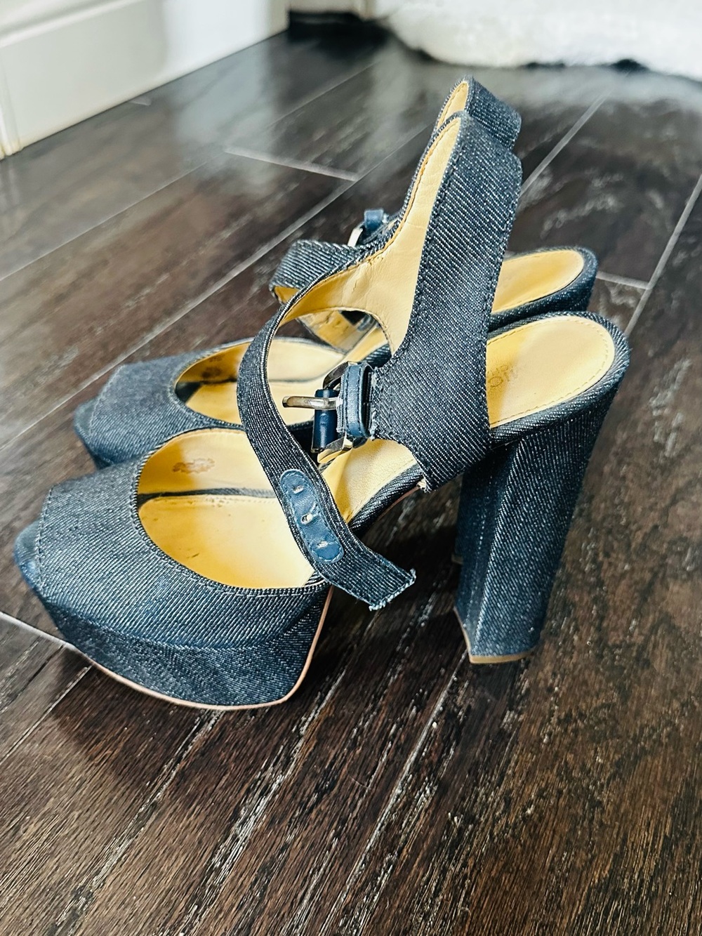 Michael Kors Dark Denim Platform Mary Jane Heels